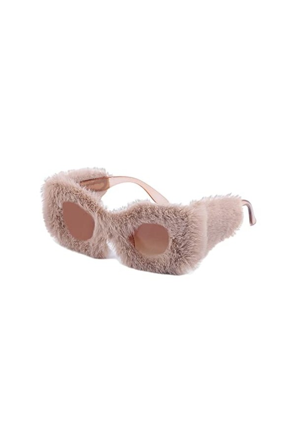 F Fityle Lunettes de soleil yeux de chat floues en peluche Lunettes de soleil créatives légères et confortables Lunettes de s