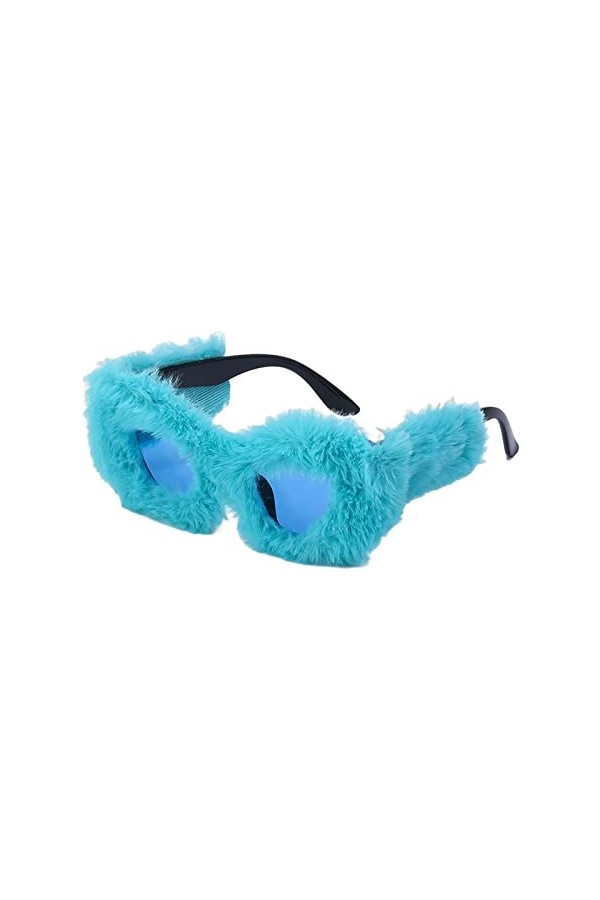 F Fityle Lunettes de soleil yeux de chat floues en peluche Lunettes de soleil créatives légères et confortables Lunettes de s