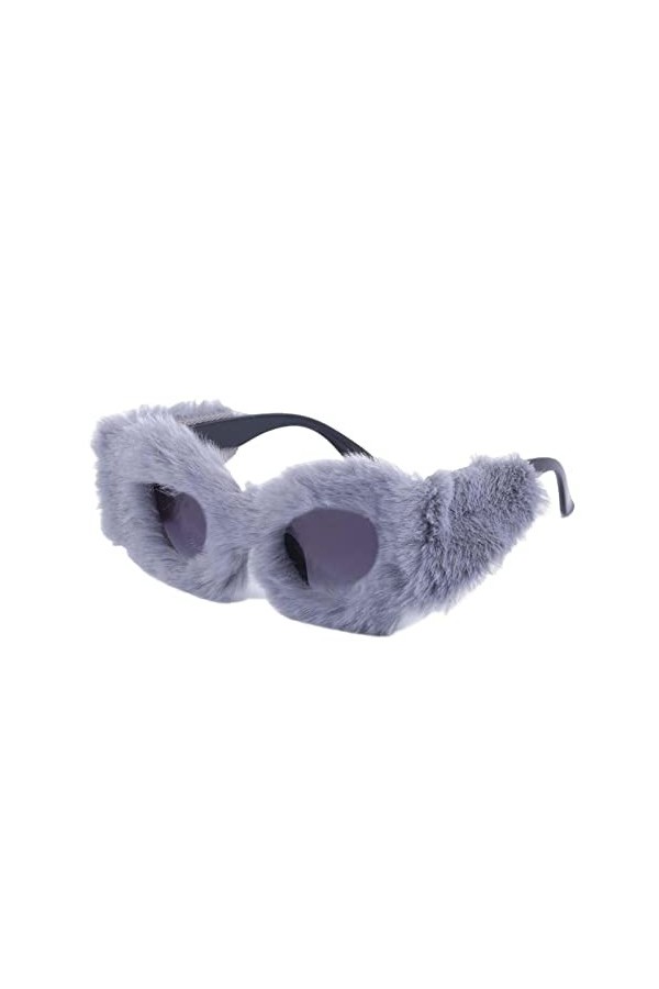 F Fityle Lunettes de soleil yeux de chat floues en peluche Lunettes de soleil créatives légères et confortables Lunettes de s