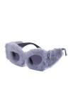 F Fityle Lunettes de soleil yeux de chat floues en peluche Lunettes de soleil créatives légères et confortables Lunettes de s