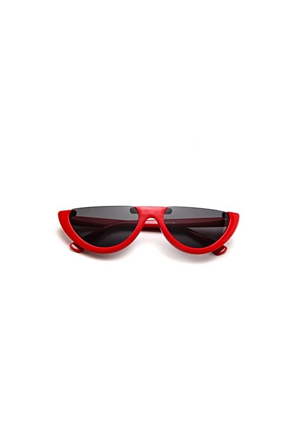 zhbotaolang Demi Trame Chat Oeil Vintage Femmes Lunettes de Soleil en Plastique Lunettes UV400 Rouge/Gris 