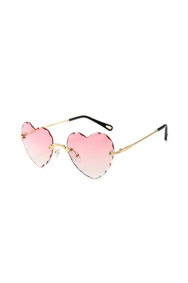 WUURAA Lunettes de soleil sans monture pour femme - En forme de cœur - Pour enterrement de vie de jeune fille - Couleur dégra