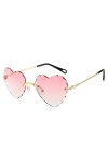 WUURAA Lunettes de soleil sans monture pour femme - En forme de cœur - Pour enterrement de vie de jeune fille - Couleur dégra