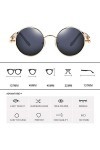 Vklopdsh Lunettes de soleil rondes en métal punk hommes et femmes lunettes de mode rétro vintage lunettes de soleil UV400 do