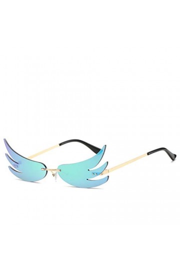 YIERJIU Lunettes Designer Lunettes de Soleil à Ailes sans Monture Femmes coloré Lunettes de Soleil de Mode Miroir Flamme Lune