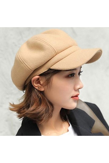 Bysonglezai Bonnet Femme Casquette dhiver Tricoté Hat Auutmn Hiver Chapeaux pour Femmes Solide Plaine Octogonale Gavroche Ca