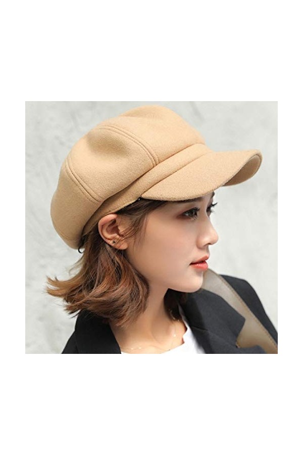 Bysonglezai Bonnet Femme Casquette dhiver Tricoté Hat Auutmn Hiver Chapeaux pour Femmes Solide Plaine Octogonale Gavroche Ca