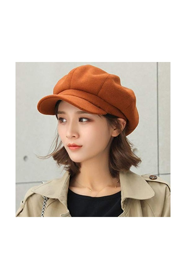 Bysonglezai Bonnet Femme Casquette dhiver Tricoté Hat Auutmn Hiver Chapeaux pour Femmes Solide Plaine Octogonale Gavroche Ca