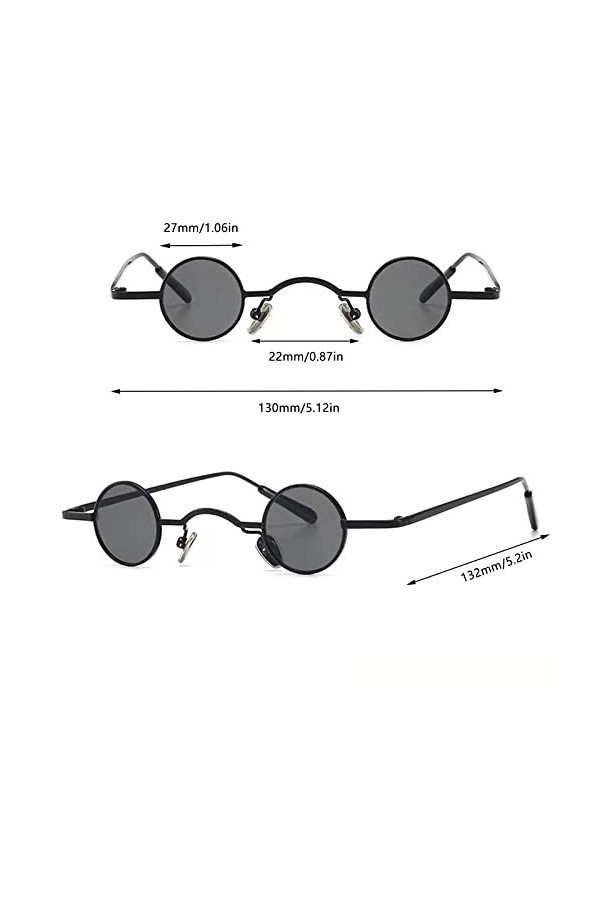 Lunettes de Soleil Rétro Petites Rondes Lunette de Soleil Ronde Hippie Lunettes de Soleil Rondes Polarisées UV400 Protection 