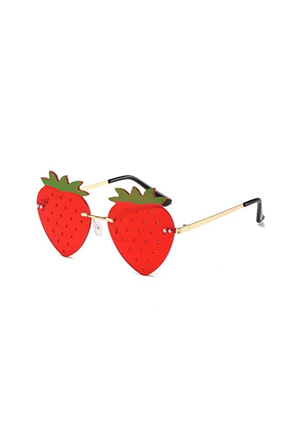 YAMEIZE Cute Lunettes de Soleil en Forme Strawberry - Pour Femmes Hommes Enfants UV400 Protection Monture Métallique Fruit Fu