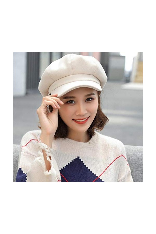 Bysonglezai Bonnet Femme Casquette dhiver Tricoté Hat Auutmn Hiver Chapeaux pour Femmes Solide Plaine Octogonale Gavroche Ca