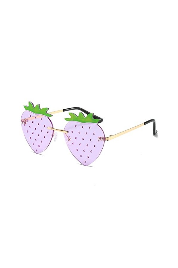 YAMEIZE Cute Lunettes de Soleil en Forme Strawberry - Pour Femmes Hommes Enfants UV400 Protection Monture Métallique Fruit Fu
