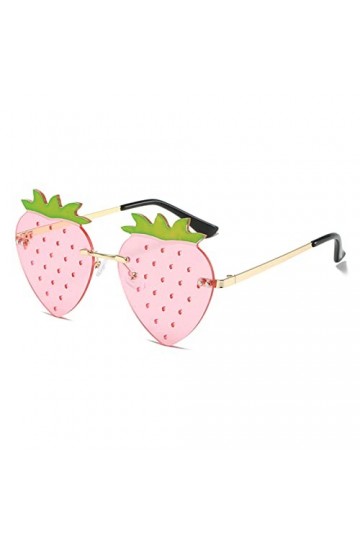 YAMEIZE Cute Lunettes de Soleil en Forme Strawberry - Pour Femmes Hommes Enfants UV400 Protection Monture Métallique Fruit Fu