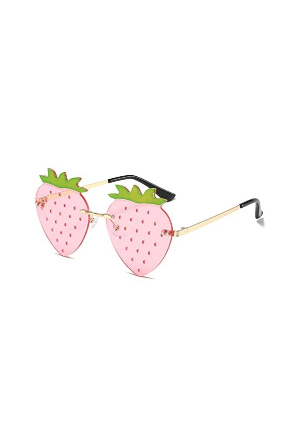 YAMEIZE Cute Lunettes de Soleil en Forme Strawberry - Pour Femmes Hommes Enfants UV400 Protection Monture Métallique Fruit Fu