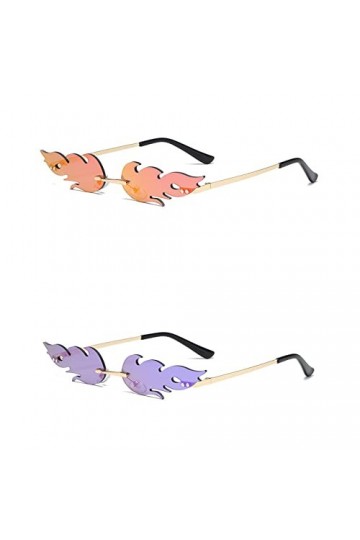 2 Pièces Lunette Flamme, Feu Lunettes de Soleil Sans Monture, Feu Flamme Lunettes de Soleil, Lunettes de Soleil Unisexes Flam
