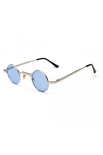 besbomig Rétro Petites Lunettes de Soleil Rondes Mini Vintage Élégant Hippy Petit Cadre Cercle Lunettes de Soleil Steampunk L