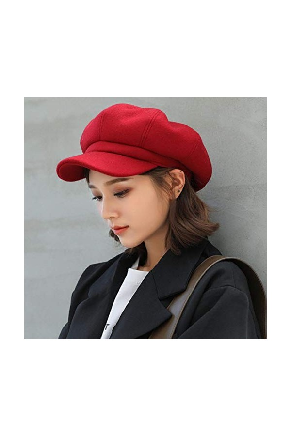 Bysonglezai Bonnet Femme Casquette dhiver Tricoté Hat Auutmn Hiver Chapeaux pour Femmes Solide Plaine Octogonale Gavroche Ca