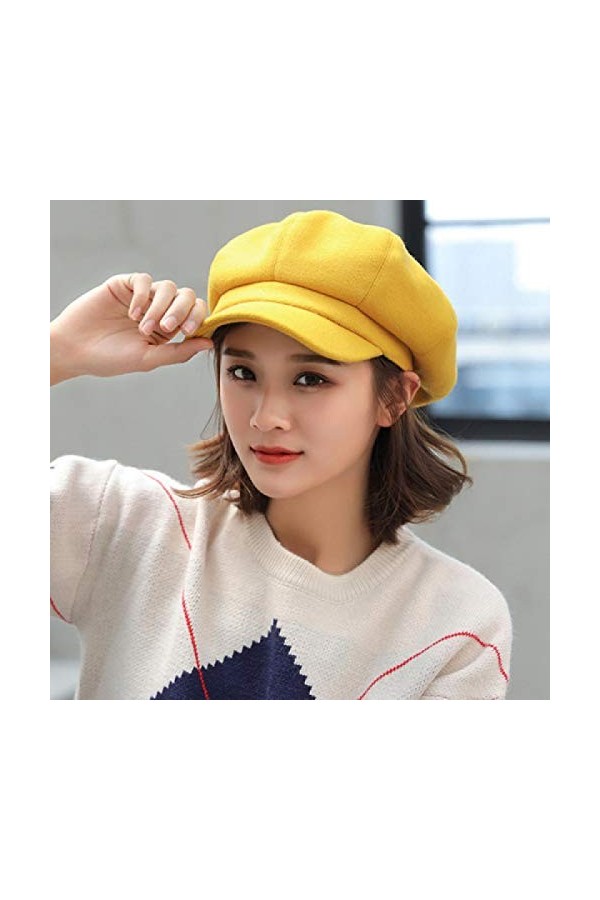 Bysonglezai Bonnet Femme Casquette dhiver Tricoté Hat Auutmn Hiver Chapeaux pour Femmes Solide Plaine Octogonale Gavroche Ca