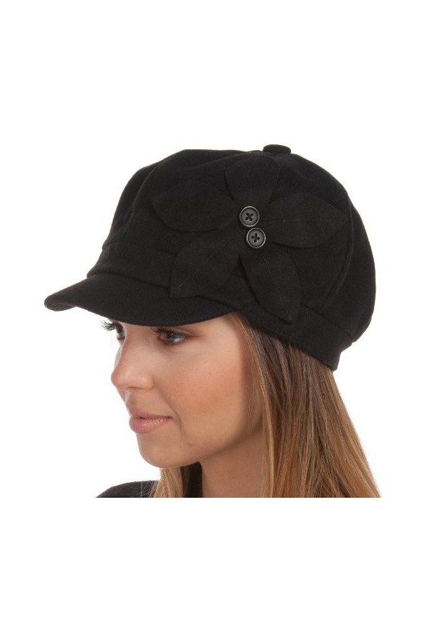 Sakkas EHA405BC Chapeau/Casquette Laine Hiver Unisexe de Vendeur de Journaux/Chauffeur de Taxi avec Accent Fleur en Bouton 6
