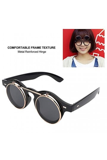 ANKROYU Lunettes De Soleil à Rabat, Lunettes De Soleil à Monture Ronde, Lunettes De Soleil à Rabat De Style Punk Vintage, Lun