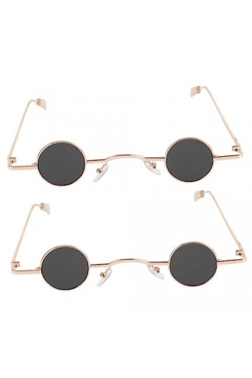 jojofuny 2 Paires Lunettes De Soleil Vintage Petites Lunettes De Soleil Rondes Lunettes De Soleil Femme Tendance Lunettes Rét