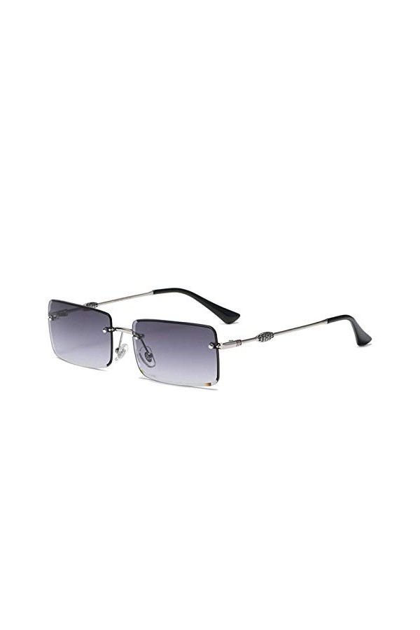 N-B Lunettes de Soleil de Couleur dégradé sans Cadre avec Bord coupé en métal pour Hommes Petites Lunettes de Soleil carrées 