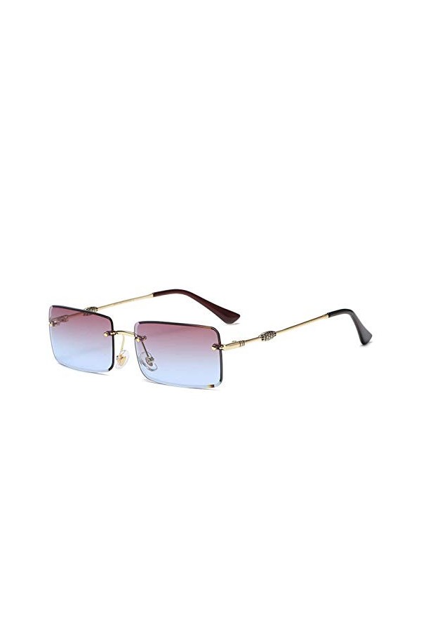 N-B Lunettes de Soleil de Couleur dégradé sans Cadre avec Bord coupé en métal pour Hommes Petites Lunettes de Soleil carrées 