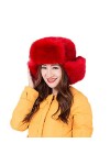 Ousyaah Chapeau Chapka en Fourrure de Renard Artificielle - Chapka Russe Fashion Chapeau de Trappeur Hiver Thermiques pour Fe