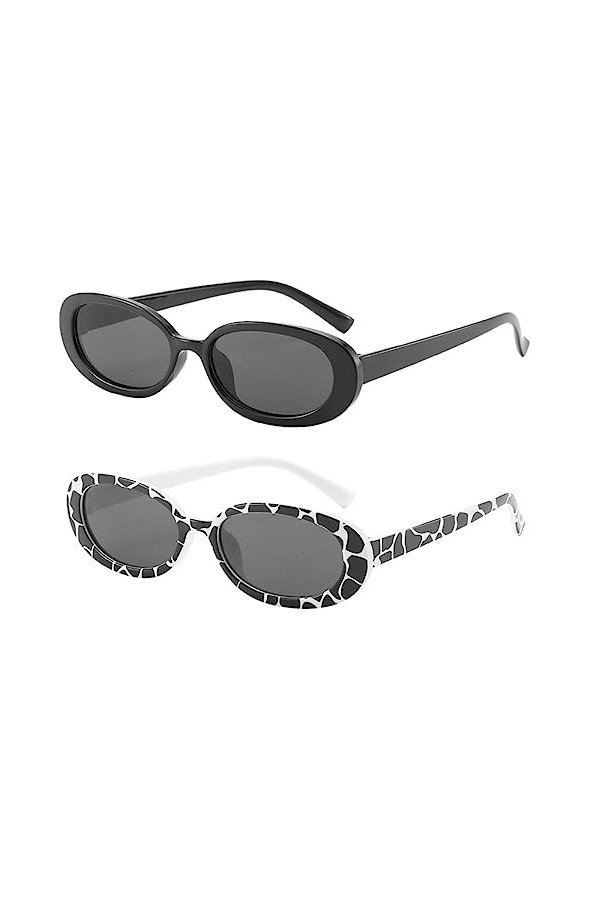 SOIMISS Lunettes Carrées 2 Paires De Lunettes De Soleil Ovales Œil De Soleil Femme Lunettes De Soleil En Plastique Lunettes D