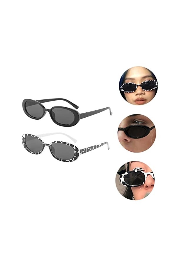 SOIMISS Lunettes Carrées 2 Paires De Lunettes De Soleil Ovales Œil De Soleil Femme Lunettes De Soleil En Plastique Lunettes D