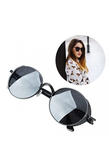 Shanrya Lunettes de Soleil Unisexes, Lunettes Grises Empêchant Les Reflets Forts Bloc de Cadre Noir Lumière du Soleil Lunette