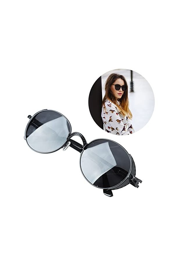 Shanrya Lunettes de Soleil Unisexes, Lunettes Grises Empêchant Les Reflets Forts Bloc de Cadre Noir Lumière du Soleil Lunette