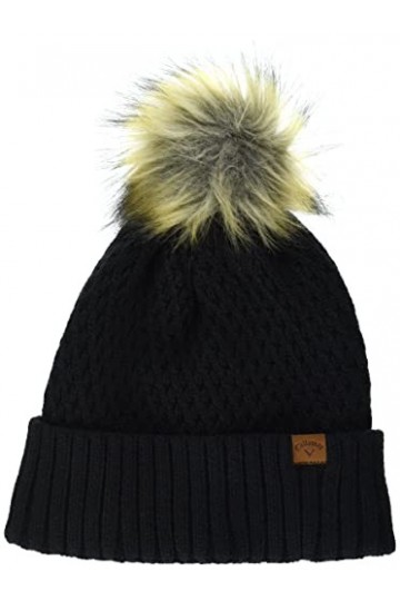 Callaway Femme À Pompon pour Femme Bonnet Beanie , Noir, Taille unique EU