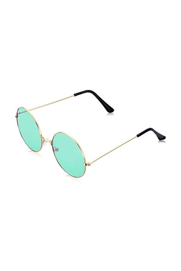 GOTOTOP Lunettes de Soleil Vintage à Monture Ronde en Alliage pour Hommes et Femmes, Lunettes Rétro avec Lentille en Résine, 