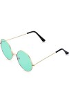 GOTOTOP Lunettes de Soleil Vintage à Monture Ronde en Alliage pour Hommes et Femmes, Lunettes Rétro avec Lentille en Résine, 