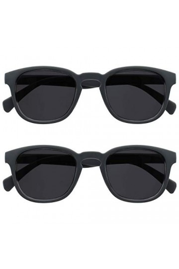 OPULIZE Pop Pack 2 Hommes Femmes Lisse Gris Mat Lecteurs Soleil Lunettes De Lecture UV400 Charnières Ressort Rétro Rond SS2-7