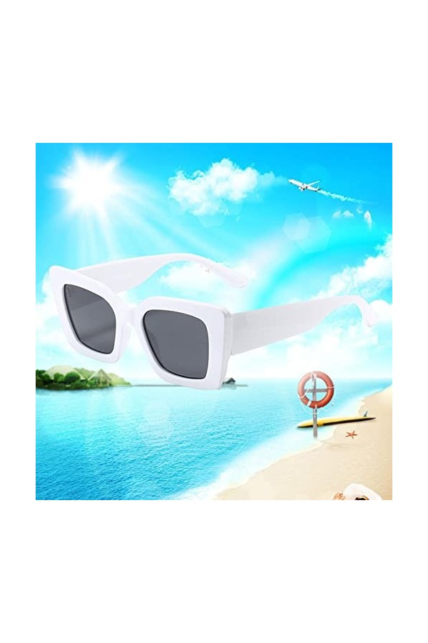 F Fityle Lunettes de Soleil Shopping Rayons ultraviolets extérieurs Lunettes de Voyage pour Dames Femmes, Blanche