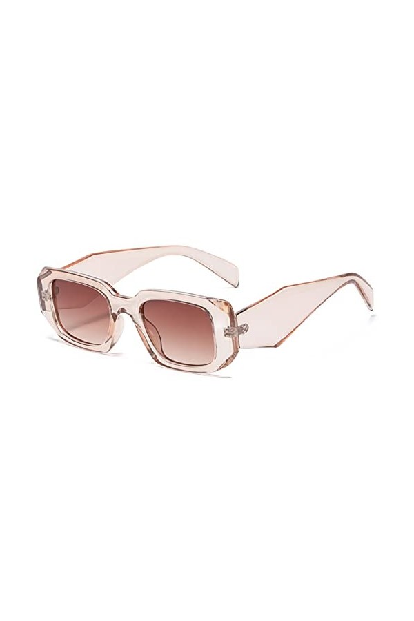 RUNHUIS Lunettes de soleil rectangle tendance pour femmes hommes vintage irrégulier petit cadre carré lunettes de soleil, Tra