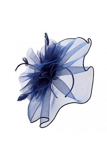 ITODA Fascinator Chapeau Femme Cocktail Party Chapeau Bibis Plumes Voilette Fleur Mariage Coiffure avec Bandeau et Clip Acces
