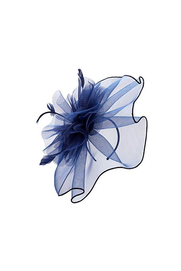 ITODA Fascinator Chapeau Femme Cocktail Party Chapeau Bibis Plumes Voilette Fleur Mariage Coiffure avec Bandeau et Clip Acces