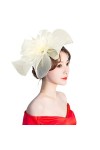 ITODA Fascinator Chapeau Femme Cocktail Party Chapeau Bibis Plumes Voilette Fleur Mariage Coiffure avec Bandeau et Clip Acces