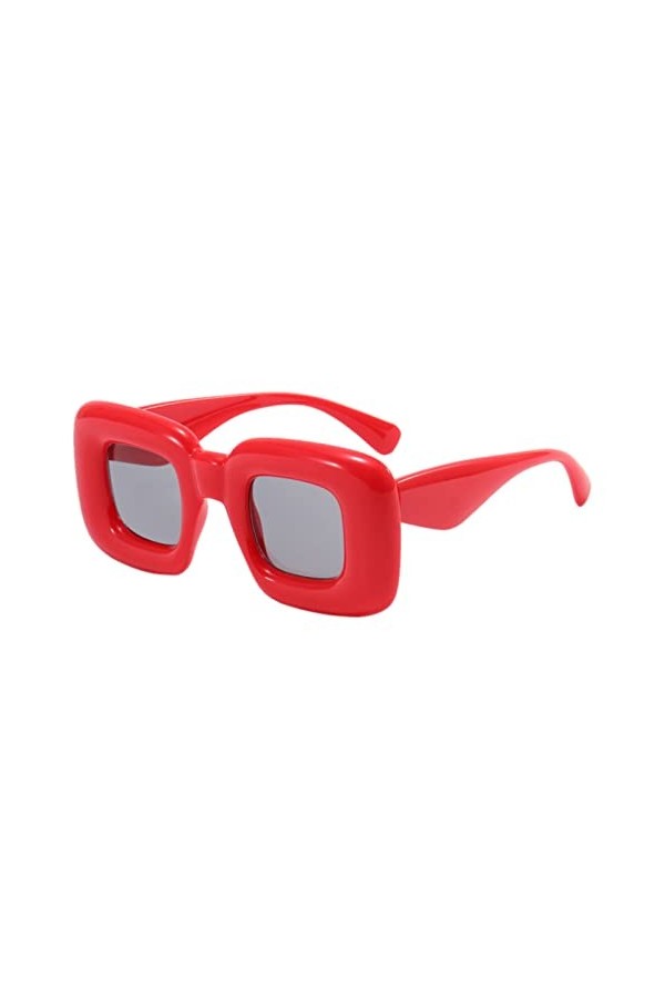 PeJ526 Lunettes de soleil polarisées carrées pour femme Lunettes de soleil tendance rétro à grand cadre pour femme, rouge, ta