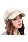 Maeau - Chapeau de Peintre Cabbie Casquette Femme Newsboy Casquette Cuir PU Chapeau Vintage Baker Boy Hats Peaked Winter Hat 