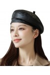 Maeau - Chapeau de Peintre Cabbie Casquette Femme Newsboy Casquette Cuir PU Chapeau Vintage Baker Boy Hats Peaked Winter Hat 