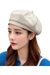 Maeau - Chapeau de Peintre Cabbie Casquette Femme Newsboy Casquette Cuir PU Chapeau Vintage Baker Boy Hats Peaked Winter Hat 