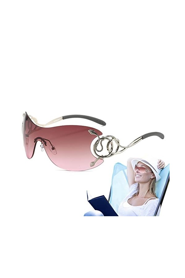 Baixia Lunettes de soleil serpent femme,Accessoires de lunettes de serpent surdimensionnés résistants aux UV Y2K - Grandes lu