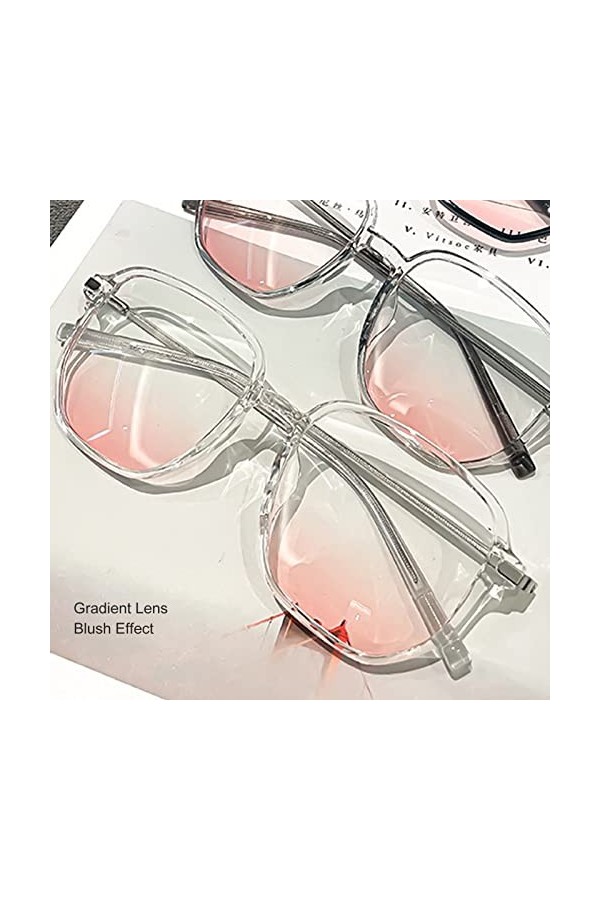 Lunettes De Soleil Pour Femmes Transparent Gradient Large PC Frame Fashion Blue Light Blocking Lunettes De Soleil Pour Femmes
