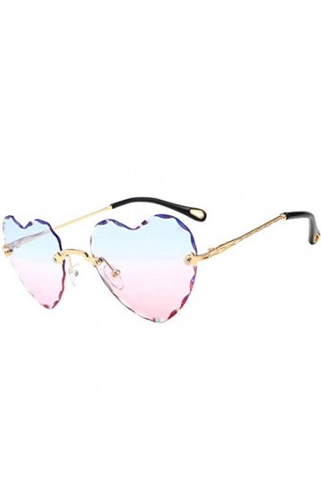 Inzopo Lunettes de soleil modernes en forme de cœur UV400 pour femme et femme Bleu rose