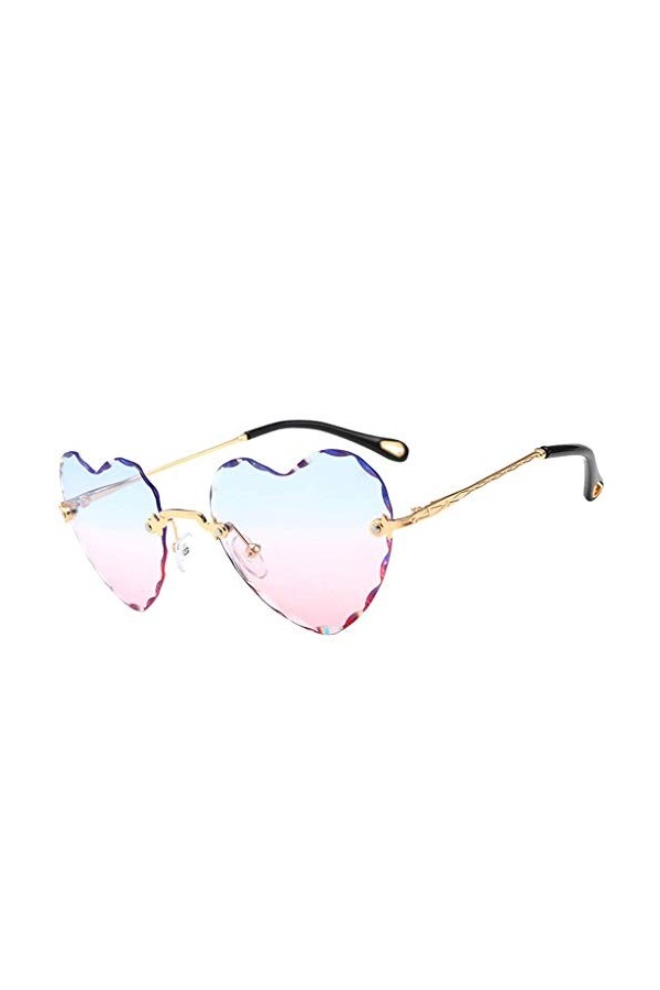 Inzopo Lunettes de soleil modernes en forme de cœur UV400 pour femme et femme Bleu rose
