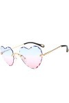 Inzopo Lunettes de soleil modernes en forme de cœur UV400 pour femme et femme Bleu rose